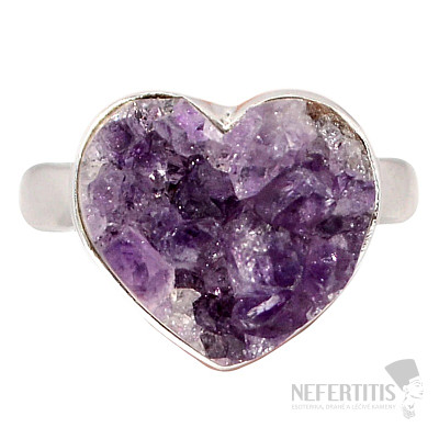 Amethyst druzica heart ring silver Ag 925 R354