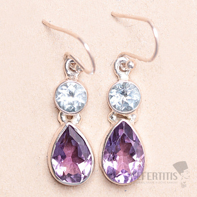 Amethyst geschliffene Ohrringe Silber Ag 925 KO354