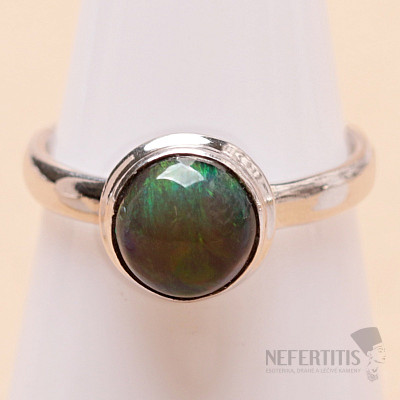 Black Ethiopian Opal Ring Silver Ag 925 R354