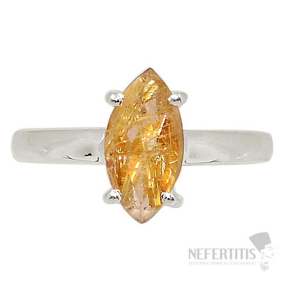 Sagenit křišťál s rutilem broušený prsten stříbro Ag 925 R355