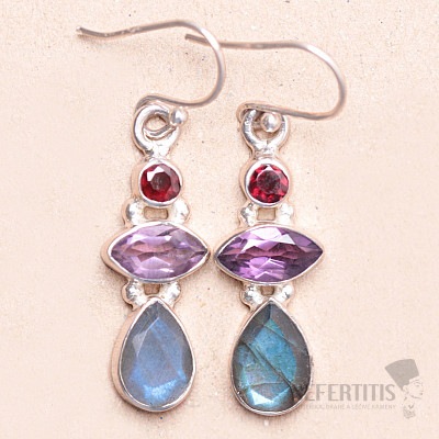Amethyst geschliffene Ohrringe Silber Ag 925 KO356