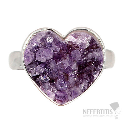 Amethyst druzica heart ring silver Ag 925 R357