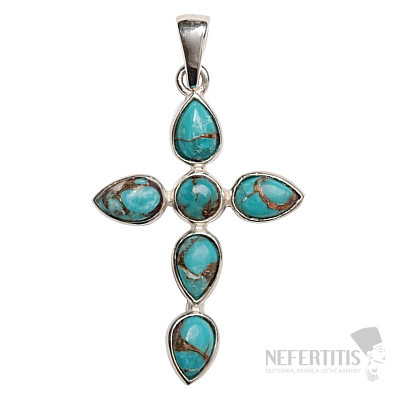 Dizajnový prívesok tyrkys modrý striebro Ag 925 P360