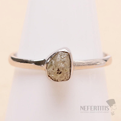 Diamant prírodný surový prsteň striebro Ag 925 R360