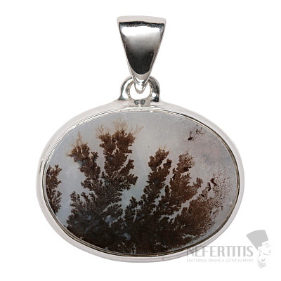Achát dendritický přívěsek stříbro Ag 925 P3606