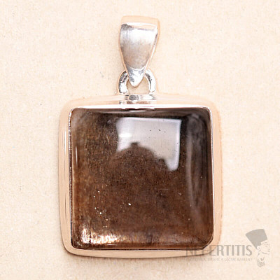 Sluneční kámen černý přívěsek stříbro Ag 925 P364