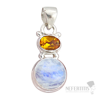 Mondstein Regenbogen Anhänger Silber Ag 925 38058