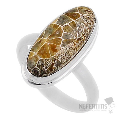 Korál petoskey stone prsten stříbro Ag 925 38131