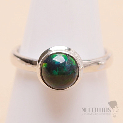Black Ethiopian Opal Ring Silver Ag 925 R382