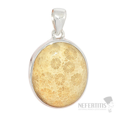 Coral fossil Indonesian pendant silver Ag 925 P385