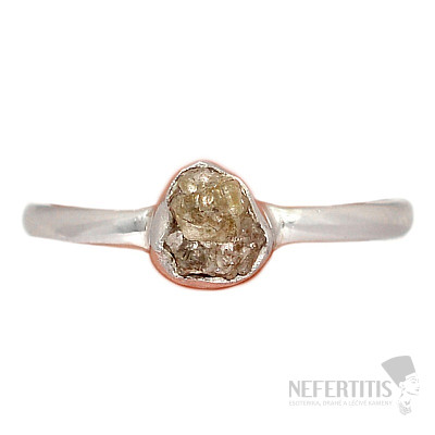 Diamant přírodní surový prsten stříbro Ag 925 R386