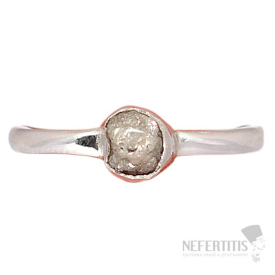 Diamant přírodní surový prsten stříbro Ag 925 R387