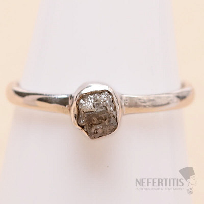 Diamant přírodní surový prsten stříbro Ag 925 R390