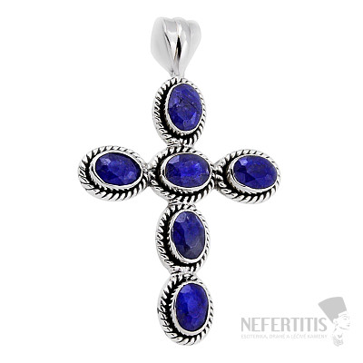 Indian sapphire (treated) pendant silver Ag 925 39015