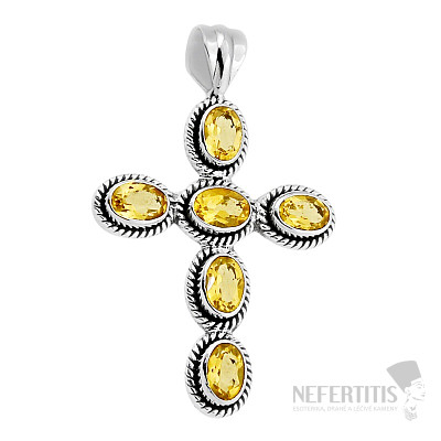Citrín broušený přívěsek stříbro Ag 925 39025