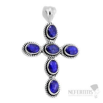 Indian sapphire (treated) pendant silver Ag 925 39032