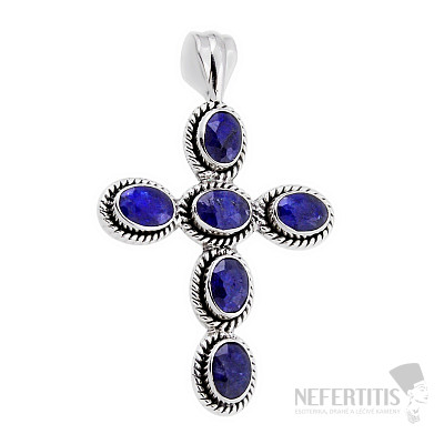 Indian sapphire (treated) pendant silver Ag 925 39046