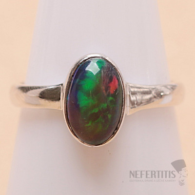 Opál čierny etiópsky prsteň striebro Ag 925 R392