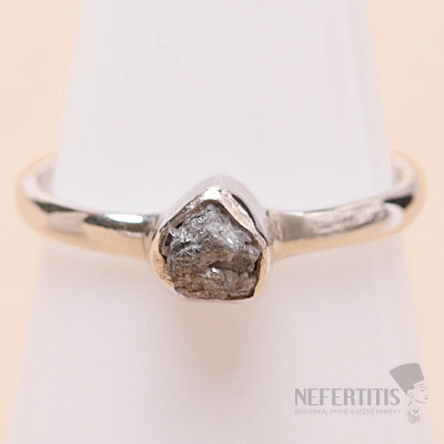 Diamant přírodní surový prsten stříbro Ag 925 R393
