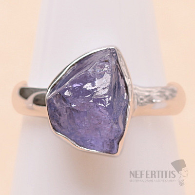 Tanzanit surový prsten stříbro Ag 925 LOT398