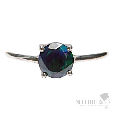 Schwarzer äthiopischer Opal-Schliffring, Silber Ag 925 LOT4