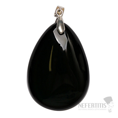 Obsidián čierny nebeské oko prívesok striebro Ag 925 č. 4