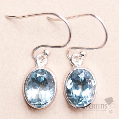 Topaz modrý brúsený náušnice striebro Ag 925 LOT4