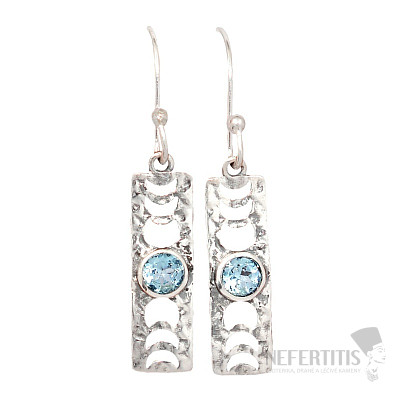 Designer earrings topaz blue polished silver Ag 925 E40