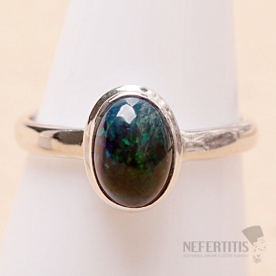 Schwarzer äthiopischer Opalring Silber Ag 925 R406