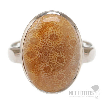 Korallenfossil Indonesischer Ring Silber Ag 925 R410