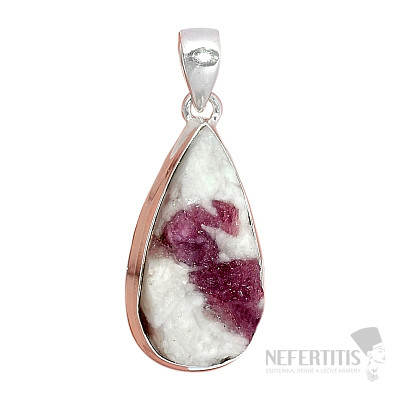 Tourmaline rubellite in crystal raw pendant silver Ag 925 P410