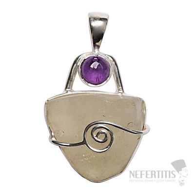 Designer pendant Libyan desert glass silver Ag 925 P414