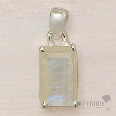 Moonstone rainbow pendant silver Ag 925 42599