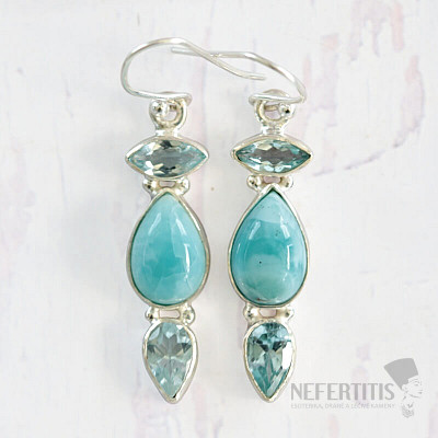 Larimar náušnice stříbro Ag 925 42811