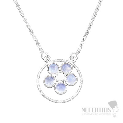 Moonstone rainbow necklace silver Ag 925 44384