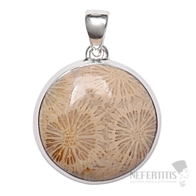 Koralle fossiler indonesischer Anhänger Silber Ag P448