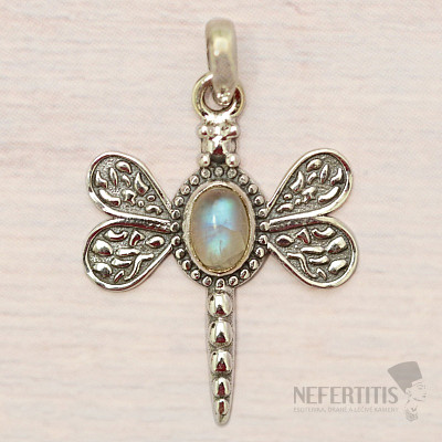 Moonstone rainbow pendant silver Ag 925 45196