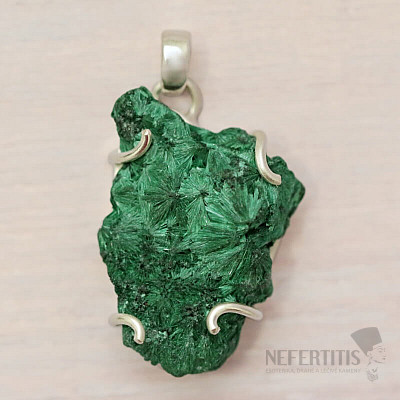 Malachite velvet raw pendant silver Ag 925 45435
