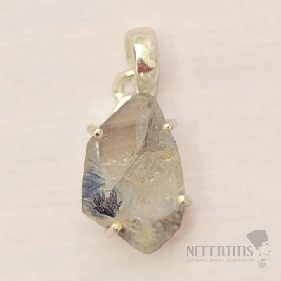 Dumortierite with quartz raw pendant silver Ag 925 45438