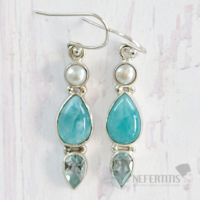 Larimar náušnice stříbro Ag 925 46320