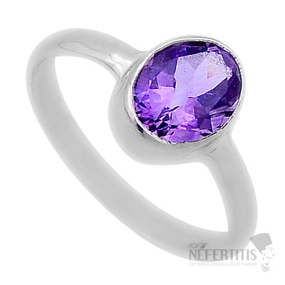 Ametyst broušený prsten stříbro Ag 925 46545