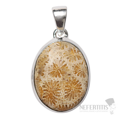 Koralle fossiler indonesischer Anhänger Silber Ag P472