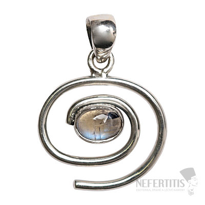 Designer-Anhänger Mondstein Regenbogen Silber Ag 925 P474