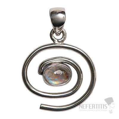 Dizajnový prívesok mesačný kameň dúhový striebro Ag 925 P475