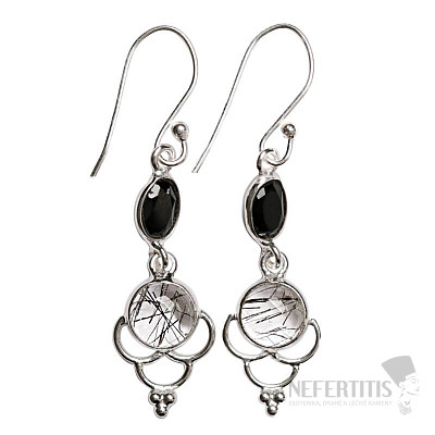 Designer-Ohrringe mit Kristall und Turmalin, Silber Ag 925 E477