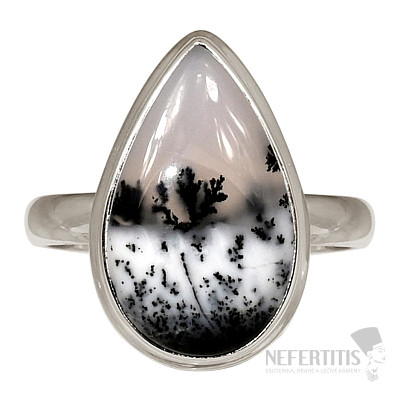 Opal dendritic ring silver Ag 925 R48