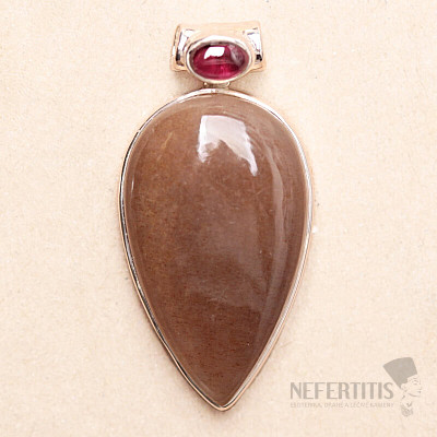 Sluneční kámen černý přívěsek stříbro Ag 925 P482