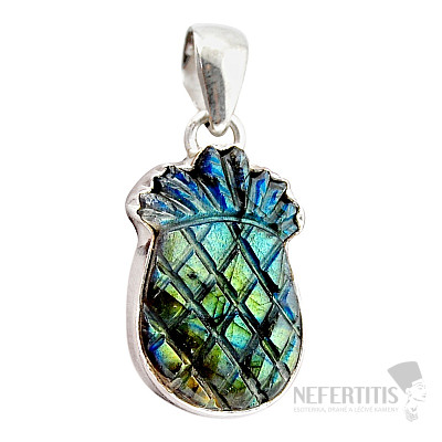 Labradorit vyrezávaný prívesok striebro Ag 925 48218