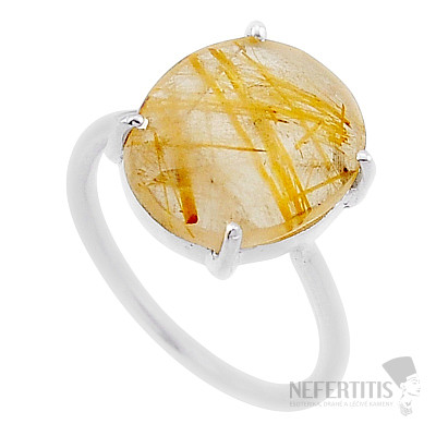 Sagenite (Crystal with rutile) cut ring silver Ag 925 48306