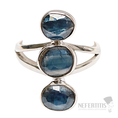 Kyanit modrý brúsený prsteň striebro Ag 925 48361